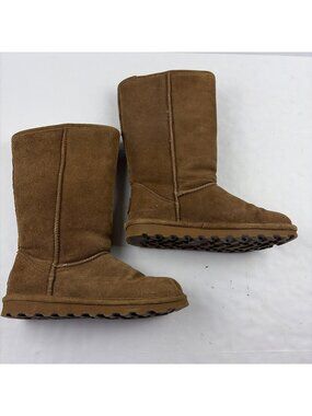 BEARPAW Elle Tall Boots 1963W Women’s 8 Suede Sheepskin Hickory Brown